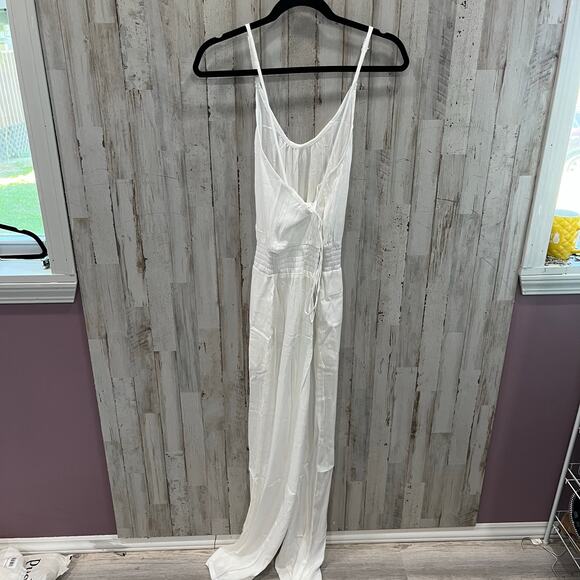 New! Prana White Fernie Wide Leg Lightweight Beachy Jumpsuit Womens Size Large - Picture 4 of 7